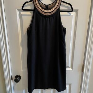 Ann Taylor Sleeveless Dress Embellished Neckline